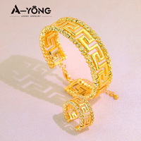 Bracelet jonc ajouré élégant et simple Ayong, ensemble de bijoux en or 24 carats