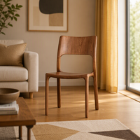 Chaise de salle à manger en bois massif MULIGNA, dossier en bois avec découpe, design ouvert, pour cuisine, restaurant, café, style nordique, chaise d'appoint pour la maison
