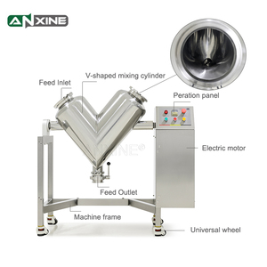 Nuevo mezclador de polvo seco de acero inoxidable tipo 2 V, máquina mezcladora de partículas de polvo pequeñas de laboratorio de 50L con ruedas - Product Image 3