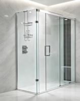 Paroi de douche coulissante en verre trempé avec cadre en aluminium élégant, panneau de séparation de douche moderne pour salle de bain