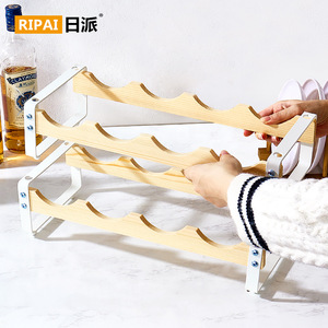 Support à bouteilles de vin en bois, étagère de rangement rectangulaire pour comptoir, durable, empilable, design minimaliste, pour la maison et les fêtes - Product Image 3