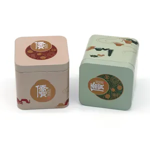 Caja de lata cuadrada de Metal para galletas de grado alimenticio, contenedor grande de lata para regalo de dulces y té