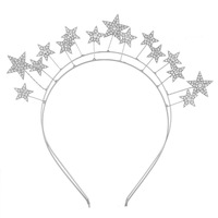 2024 nouvelle mode mariée femmes fête d'anniversaire bandeau alliage strass Double étoile forme cheveux cerceau cheveux accessoires
