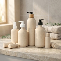 Vente en gros de flacons pompe en plastique PP écologiques de 400 ml, emballage cosmétique rond personnalisé avec logo, pour shampoing, soins de la peau, normes UE et US