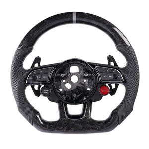 Volant de course de luxe en fibre de carbone avec surpiqûres rouges en cuir, compatible avec <span class=keywords><strong>Audi</strong></span> TT TTS TTRS <span class=keywords><strong>R8</strong></span> <span class=keywords><strong>V8</strong></span> V10 A6 A3 A5 - Product Image 6