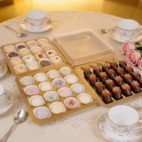 Boîte à dattes en plastique doré thermoformée, plateau à compartiments pour fraises, pâtisseries et bonbons, boîte à gâteaux de lune, couvercle transparent, boîte à biscuits avec séparateurs