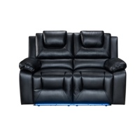 Canapé sectionnel inclinable moderne extensible en cuir véritable avec console, design modulaire