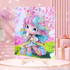 Diamond Painting Kit Voor Kinderen Diy Prinses 5d Diamond Painting Set Met Houten Frame