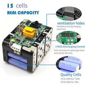 Batterie lithium-ion TPCELL 18V 7.5AH/9AH pour outils électriques <span class=keywords><strong>Makita</strong></span> 18V remplacement pour tournevis LXT BL1850 BL1840 BMS - Product Image 2