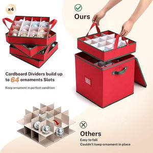 Caja de almacenamiento <span class=keywords><strong>para</strong></span> adornos navideños, organizador de decoración navideña, cierre con cremallera, 4 bandejas extraíbles, Oxford 600D - Product Image 2