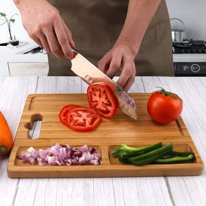 Planche à découper en bambou moderne et écologique, taille personnalisable, forme rectangulaire, poignée latérale, idéale <span class=keywords><strong>pour</strong></span> la cuisine, rainures <span class=keywords><strong>pour</strong></span> viande et jus - Product Image 2