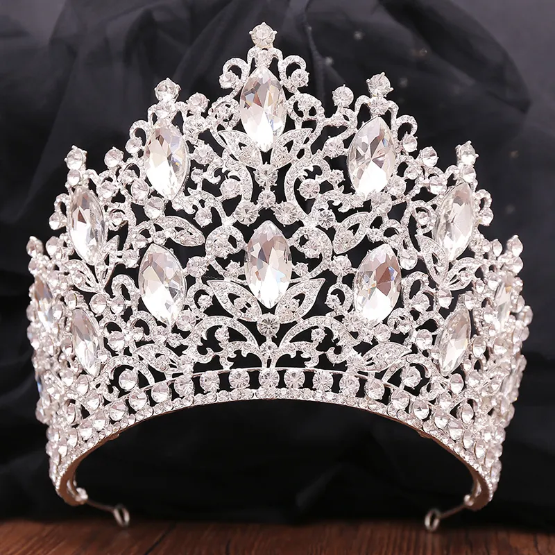 Barock Luxus Kristall Strass Größere Braut Haar Krone Zubehör Schönheit Prinzessin Königin Hochzeit Tiara Kronen