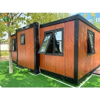 Maison conteneur mobile préfabriquée de luxe de 40 pieds extensible avec salles de bain séparées (humides/sèches), design moderne du milieu du siècle, écologique