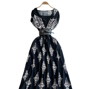 ชุดเดรสคอวีคาดเอวสำหรับผู้หญิง, ใหม่ฤดูร้อนพิมพ์ลายดอกไม้ทรงเอ - Product Image 4