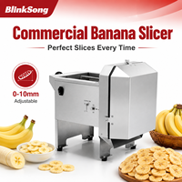 Commerciële bananen snijmachine, elektrisch, roestvrij staal, fruit- en groentesnijder, verstelbare dikte, horeca apparatuur