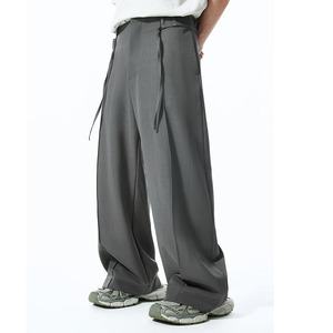 Nouveau pantalon de costume décontracté pour homme, coupe droite, taille haute, plissé, jambe large, style business, longueur intégrale, idéal pour l'été - Product Image 4