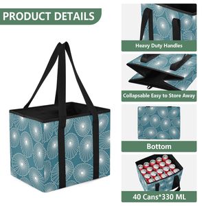 Hawaiian Opihi Shell Print Heavy Duty Collapsible Storage Basket Custom Logo Foldable <b>Reusable</b> Market Tote <b>Bag</b> with Handles - Product Image 4