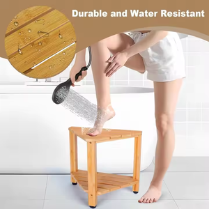 Bangku sandaran kaki kayu bambu permukaan Eco, bangku sandaran kaki untuk sandaran kaki pencukur tahan air - Product Image 4
