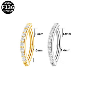 Piercing de nombril en titane avec zircone sertie en canal, bijou de nombril en acier inoxydable pour usage quotidien, piercing tendance - Product Image 2