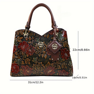 <span class=keywords><strong>Sac</strong></span> à main <span class=keywords><strong>vintage</strong></span> à motif de fleurs, <span class=keywords><strong>sac</strong></span> fourre-tout de luxe en <span class=keywords><strong>cuir</strong></span> PU, <span class=keywords><strong>sac</strong></span> à bandoulière à la mode pour femmes - Product Image 3