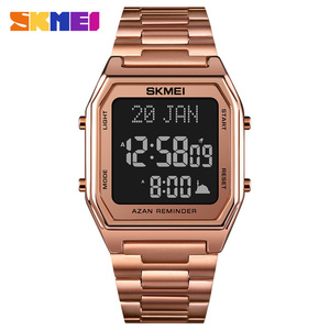 <span class=keywords><strong>SKMEI</strong></span> <span class=keywords><strong>1763</strong></span> Vente Chaude OEM Hommes Montre Numérique Exclusive Bracelet En Acier Inoxydable Lumineux Simple Priez Qibla Montre Décontractée Fournisseur - Product Image 4