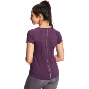 Vente en gros de t-shirts unis en polyester à manches courtes et col en O pour femmes, vêtements de sport pour femmes, fabrication d'usine, 100% - Product Image 3