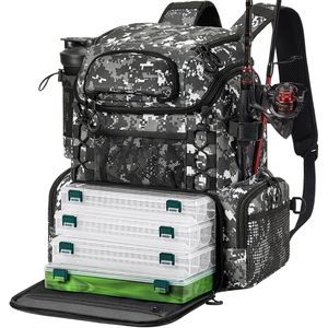 Zaino da pesca Premium in PVC e Nylon con portabroda e 4 scatole per attrezzatura impermeabile da pesca all'aperto con copertura antipioggia - Product Image 1