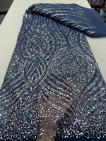 NI.AI Grande dentelle filet rouge perlée avec sequins et perles pour robe de mariée femme LY6346