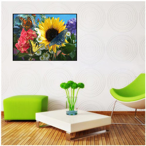Peinture de diamant en cristal 5D, décoration de maison, point de croix, tournesol papillon, à faire soi-même, vente en gros, - Product Image 2