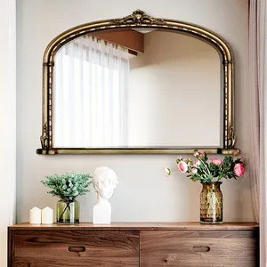 Miroir suspendu Vintage en résine d'or Antique, miroir de conception traditionnelle, décoration de maison