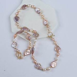Handmade 18k Gold Plated Drop Shape Freshwater <strong>Pearl</strong> Beads Women Jewelry <strong>Set</strong> - Product Image 2