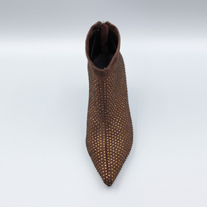 Giày nữ cao gót vuông dày, mũi nhọn, sang trọng, quyến rũ, đính đá lấp lánh, kiểu dáng thời trang 2025, giày bốt cổ chân thanh lịch - Product Image 2