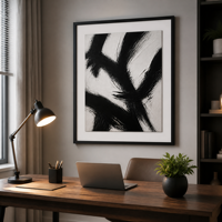 Cadre photo moderne noir et blanc en bois, peinture sur toile artisanale, peinture en spray, art mural pour intérieurs contemporains