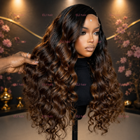 Perruque en cheveux humains vietnamiens 12A Ombré Brun Ondulé Profond pour Femme, Perruque Frontale en Dentelle HD 13*6 Sans Colle 2T, Blond Cendré 13*4 Lisse Comme un Bâton