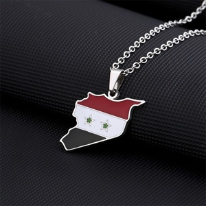 Collar con Mapa de Siria Personalizado de Acero Inoxidable de Alta Calidad, Colgante con Bandera Esmaltada, Superventas - Product Image 3