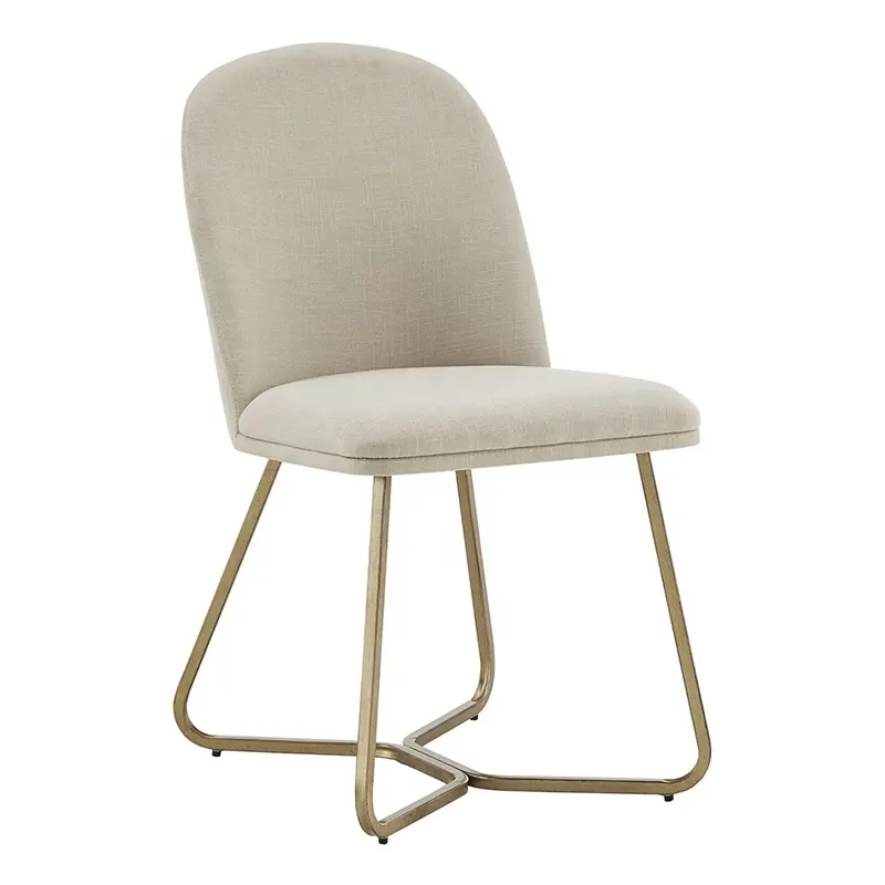 Cadeira de jantar de design contemporâneo francês conjunto de 4 cadeiras de jantar brancas estofadas em creme cadeiras de jantar modernas com pernas douradas