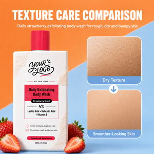 Exfoliante Corporal Profesional, Limpieza Suave, Suaviza la Piel Áspera, Elimina las Impurezas de la Piel Muerta, Gel de Ducha Exfoliante de Fresa - Product Image 2