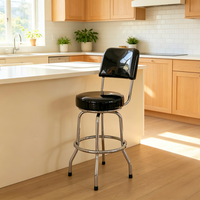 Tabourets de bar en métal avec dossier pivotant à 360 degrés, logo personnalisable, couleur au choix, coussin en PU PVC, chrome, pour la maison, la maison d'hôtes