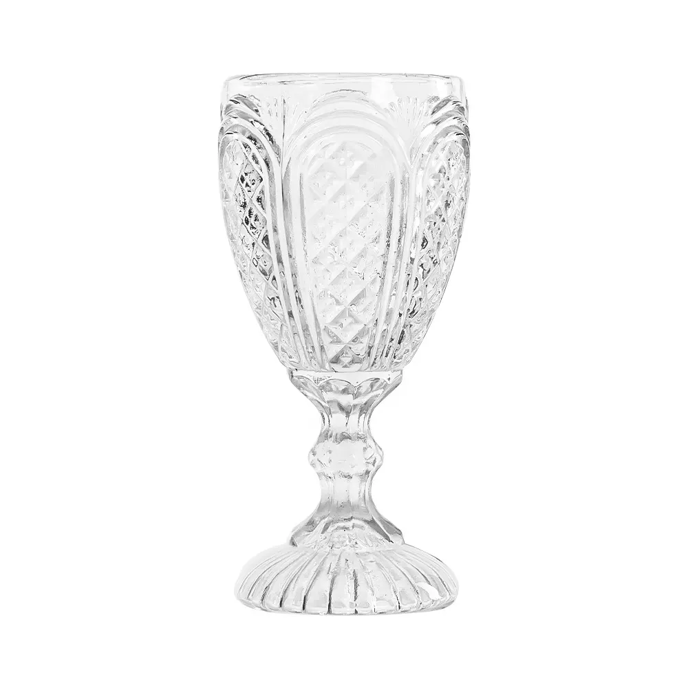 Beautiful Vintage Embossed Diamond Lead Free Red Glass Whiskey White Drinking Water Cup for Wedding Event Crystal Wine Glasses