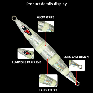 Jig métallique de pêche verticale en eau profonde, gamme complète 20g à 400g, lumineux, en plomb, pour thon et amberjack - Product Image 4