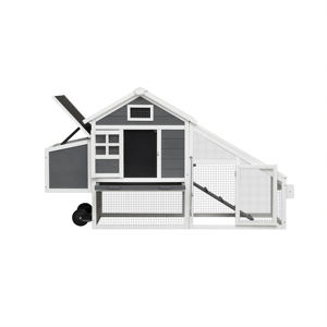 Poulailler d'extérieur carré en bois avec plateau en plastique <span class=keywords><strong>amovible</strong></span>, motif uni, <span class=keywords><strong>rampe</strong></span>, cage de course et roues, marque MSH - Product Image 1