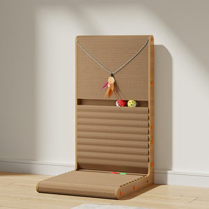 Nuevo estilo de rascador para gatos, poste vertical de cartón corrugado con bola de campana, artículos para mascotas, resistente al desgaste, rascador para gatos en forma de L extragrande - Product Image 3