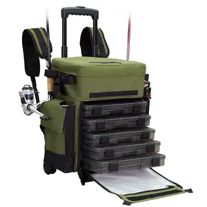 حقيبة ظهر ذات سعة كبيرة للاستخدام في الهواء الطلق حقائب صيد مخصصة صناديق أدوات صيد قابلة للطي