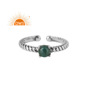 Pretty Natural Emerald Gemstone Ring Handmade <b>Oxidized</b> 925 Sterling Silver Designer Ring Jewelry Manufacturer - Product Image 1
