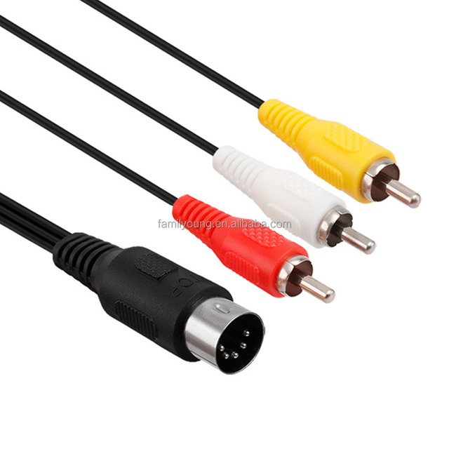1.8m 6FT Audio Video AV Cable Dual Channel 5Pin to RCA Connection Cord Compatible for Sega Genesis 1 & Mega Drive 1