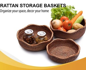 Panier plat pour décoration murale, panier à linge en plastique gris, <span class=keywords><strong>acheter</strong></span> un panier à linge en <span class=keywords><strong>jacinthe</strong></span> d'eau, bac à linge pour chambre à coucher, rangement tissé, lot de 2, 4 trieurs - Product Image 6