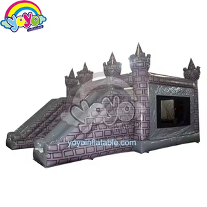 Château Gonflable Double Toboggan avec Tours Médiévales et Bannières Royales – Idéal pour Fêtes d'Anniversaire en Jardin - Product Image 1