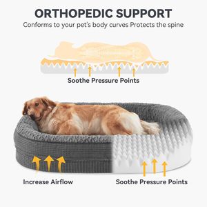Cama para Perros Grandes Pawk XL, Ortopédica, de Espuma Viscoelástica Lavable, con Almohada Cervical de Cuatro Lados, Forma Ovalada, para Golden Retriever, Labrador, German Shepherd - Product Image 2
