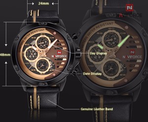 Relogio Masculino Naviforce 9110 người đàn ông xem thương hiệu hàng đầu sang trọng vàng thể thao không thấm nước Đồng hồ đeo tay da thạch anh Nam Đồng Hồ - Product Image 3