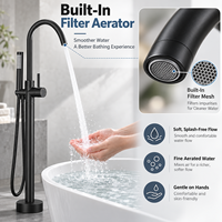 Robinet de baignoire noir sur pied, mitigeur eau chaude et froide avec cartouche en céramique pour projets hôteliers et villas - Vente en gros